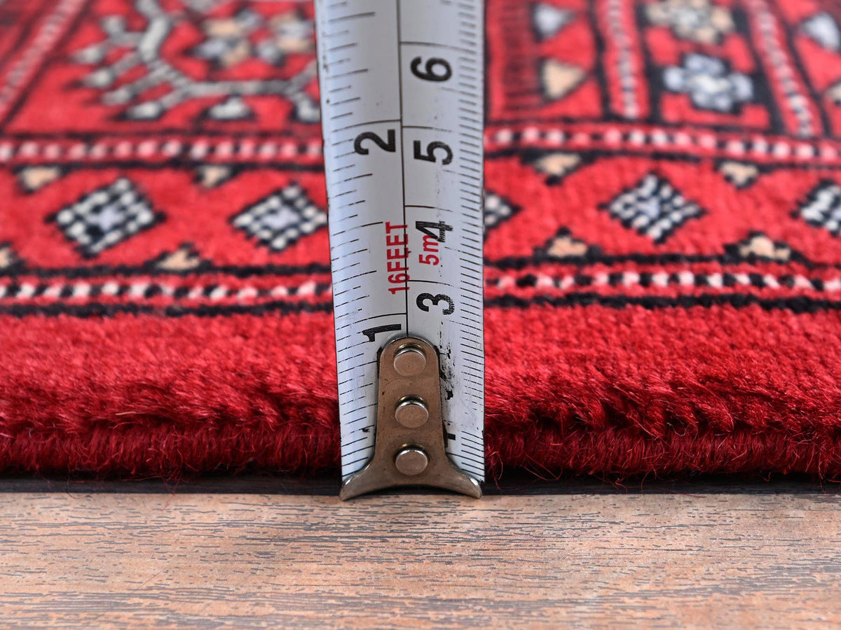 Tribal & Geometric hand-knotted wool rug in Red, 4'2" x 6' — SKU O01309 (view 6)