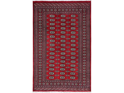 Tribal Tribal & Geometric hand-knotted wool rug in Red, 5'2" x 8' — SKU O01324