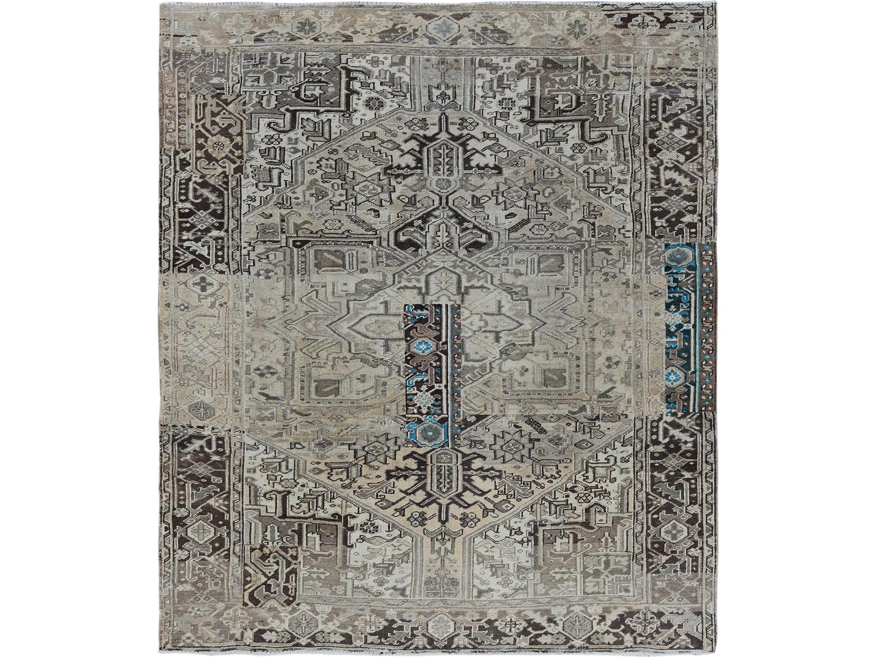 Grey 8'0" x 9'4" Heriz Hand knotted Wool Rug - Sku: O01336