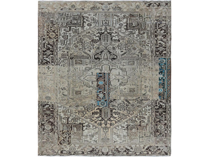 Grey 8'0" x 9'4" Heriz Hand knotted Wool Rug - Sku: O01336