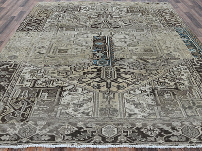 Heriz Heriz hand-knotted wool rug in Gray & Chocolate Brown, 8' x 9'4" — SKU O01336 (view 2)