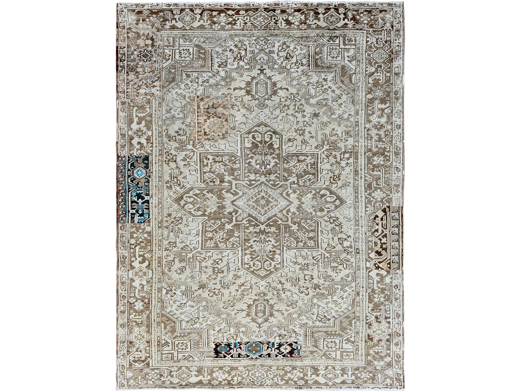 Grey 7'6" x 10'4" Heriz Hand knotted Wool Rug - Sku: O01337