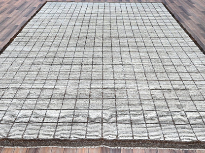 Ivory 9'6" x 11'8" Tribal & Geometric Hand knotted Wool Rug - Sku: O01340