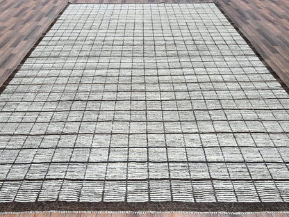 Ivory 10'5" x 13'8" Tribal & Geometric Hand knotted Wool Rug - Sku: O01341