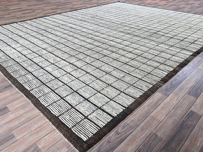 Ivory 10'5" x 13'8" Tribal & Geometric Hand knotted Wool Rug - Sku: O01341