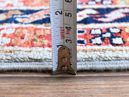 Tribal & Geometric hand-knotted wool runner in Gray & Navy Blue, 2'7" x 7'11" — SKU O01345 (view 6)