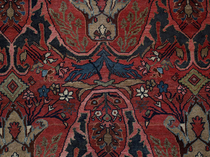 Antique hand-knotted wool rug in Red & Midnight Blue, 11'3" x 14'5" — SKU O01373 (view 8)