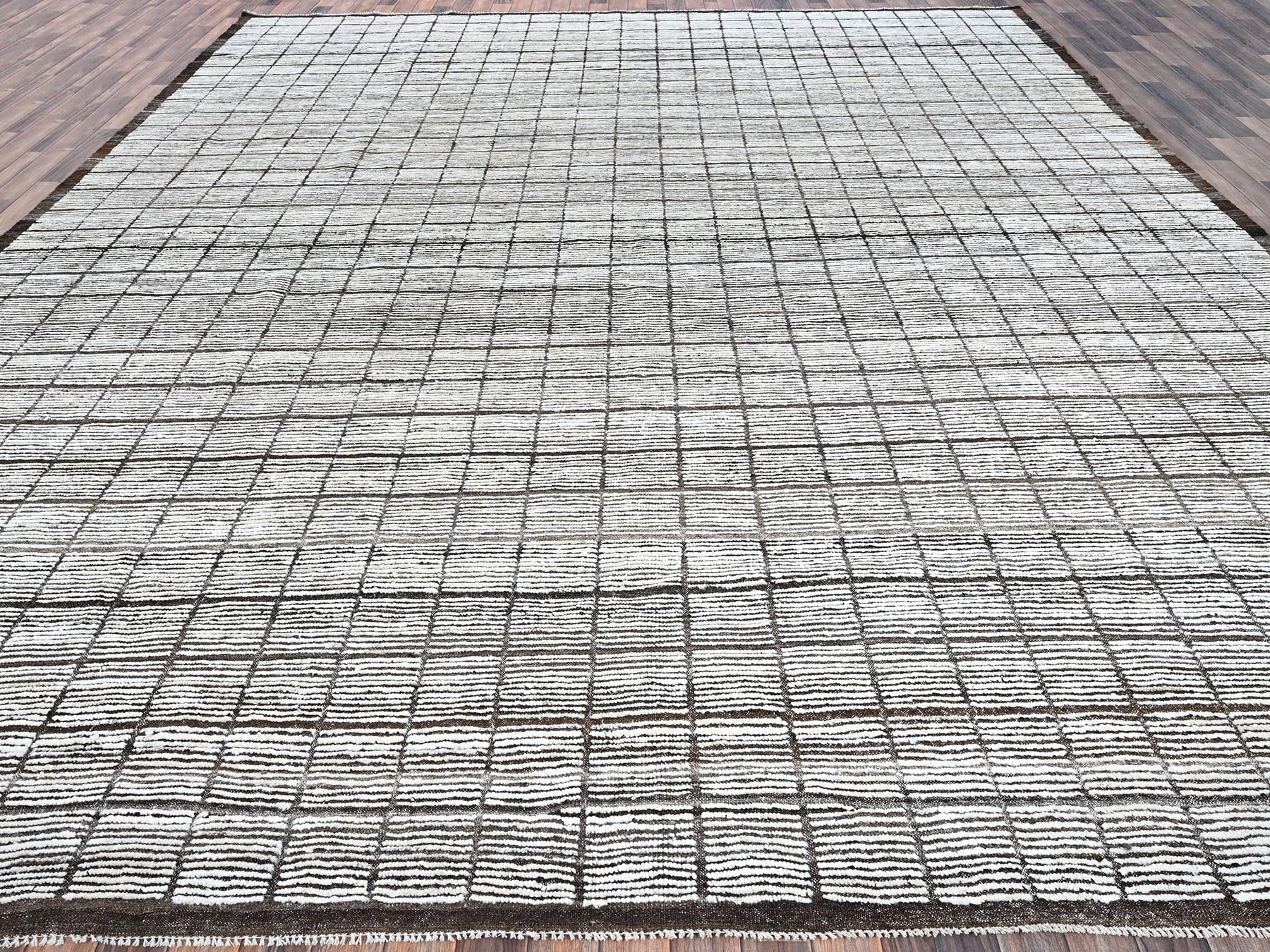 Ivory 12'6" x 14'11" Tribal & Geometric Hand knotted Wool Rug - Sku: O01375