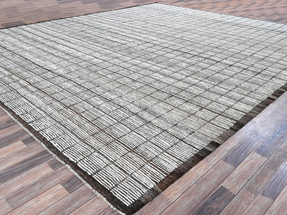 Tribal & Geometric hand-knotted wool rug in Ivory & Chocolate Brown, 12'6" x 14'11" — SKU O01375 (view 3)