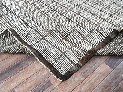 Tribal & Geometric hand-knotted wool rug in Ivory & Chocolate Brown, 12'6" x 14'11" — SKU O01375 (view 6)