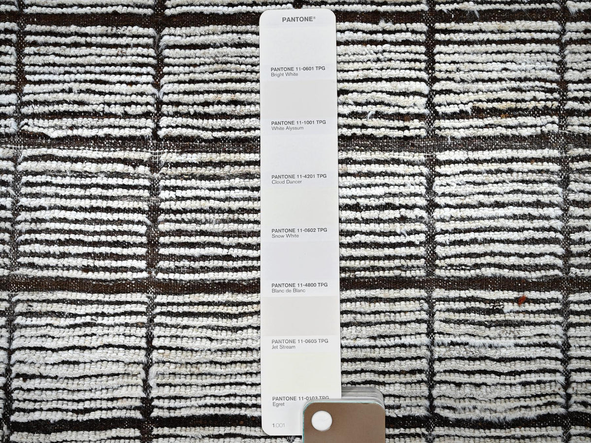 Tribal & Geometric hand-knotted wool rug in Ivory & Chocolate Brown, 12'6" x 14'11" — SKU O01375 (view 7)