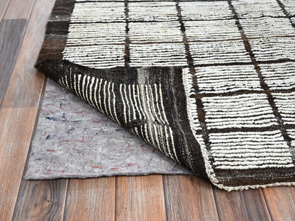 Tribal & Geometric hand-knotted wool rug in Ivory & Chocolate Brown, 9'7" x 11'8" — SKU O01376 (view 4)
