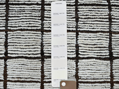 Tribal & Geometric hand-knotted wool rug in Ivory & Chocolate Brown, 9'7" x 11'8" — SKU O01376 (view 7)