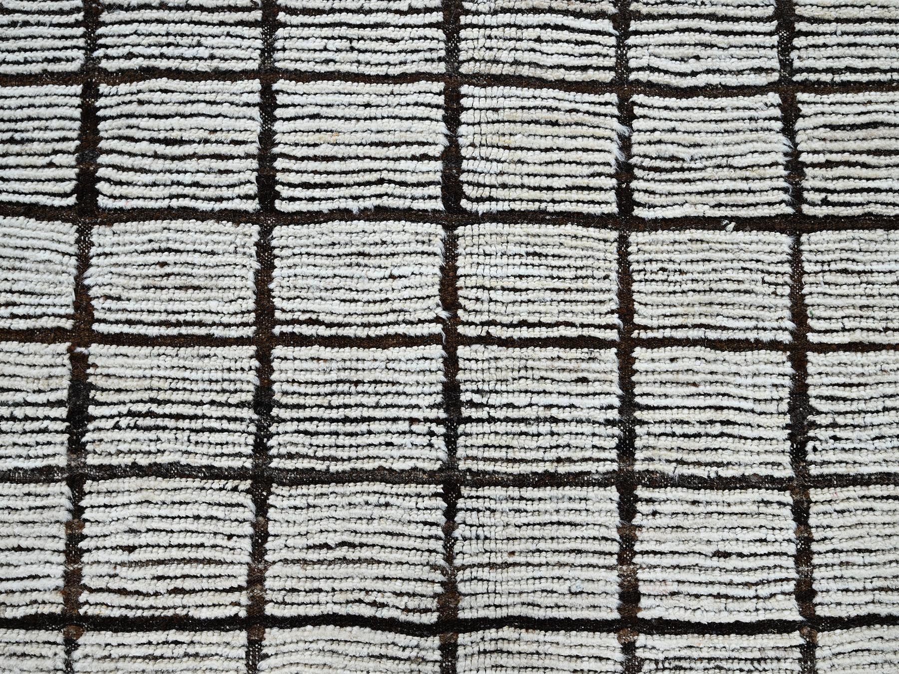 Tribal & Geometric hand-knotted wool rug in Ivory & Chocolate Brown, 9'7" x 11'8" — SKU O01376 (view 8)