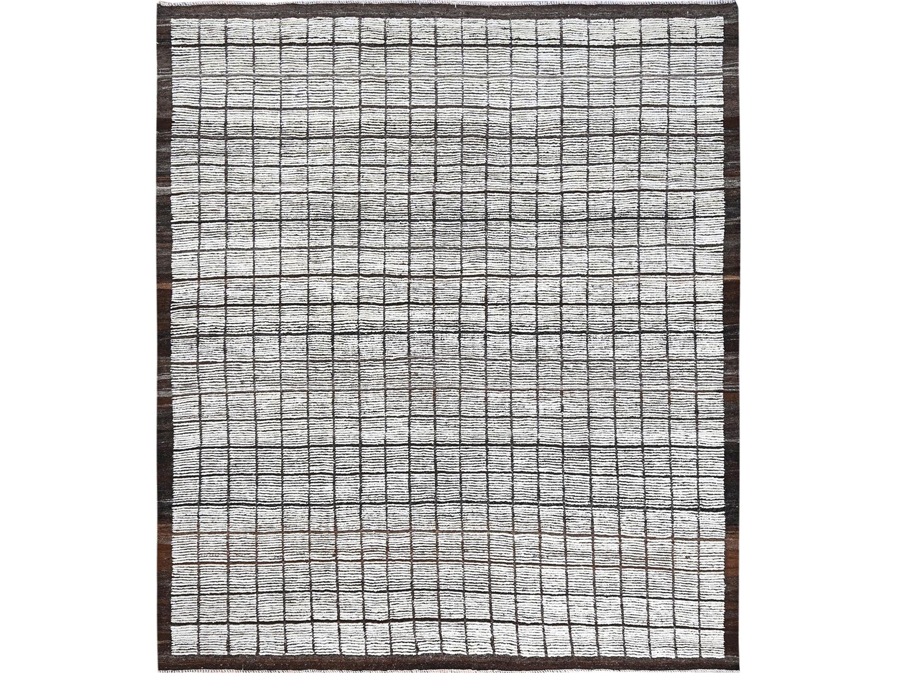 Ivory 8'9" x 9'10" Tribal & Geometric Hand knotted Wool Rug - Sku: O01378