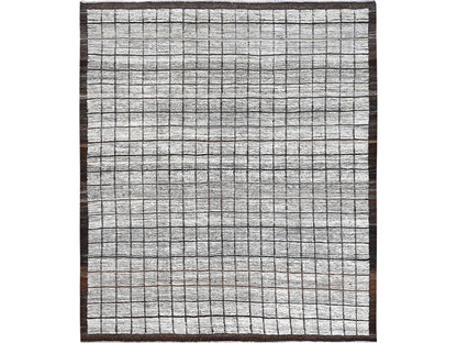 Ivory 8'9" x 9'10" Tribal & Geometric Hand knotted Wool Rug - Sku: O01378