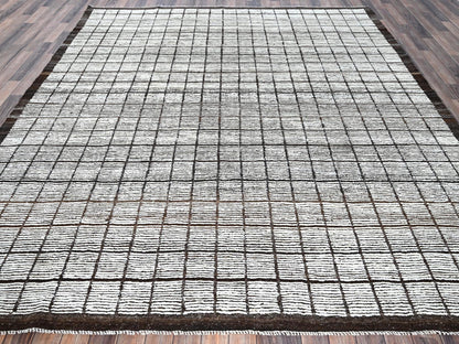 Ivory 8'9" x 9'10" Tribal & Geometric Hand knotted Wool Rug - Sku: O01378
