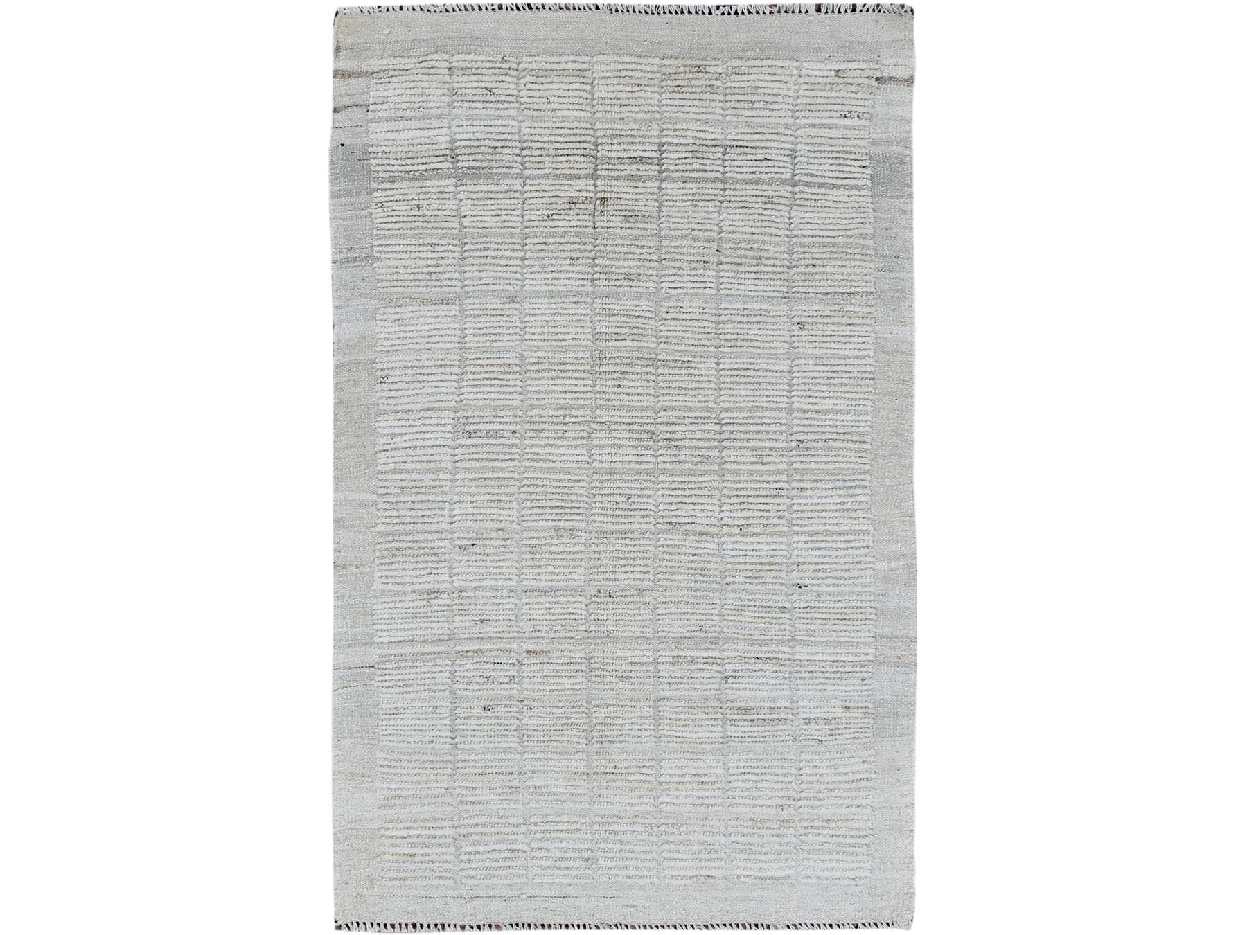 Ivory 2'11" x 4'11" Tribal & Geometric Hand knotted Wool Rug - Sku: O01382