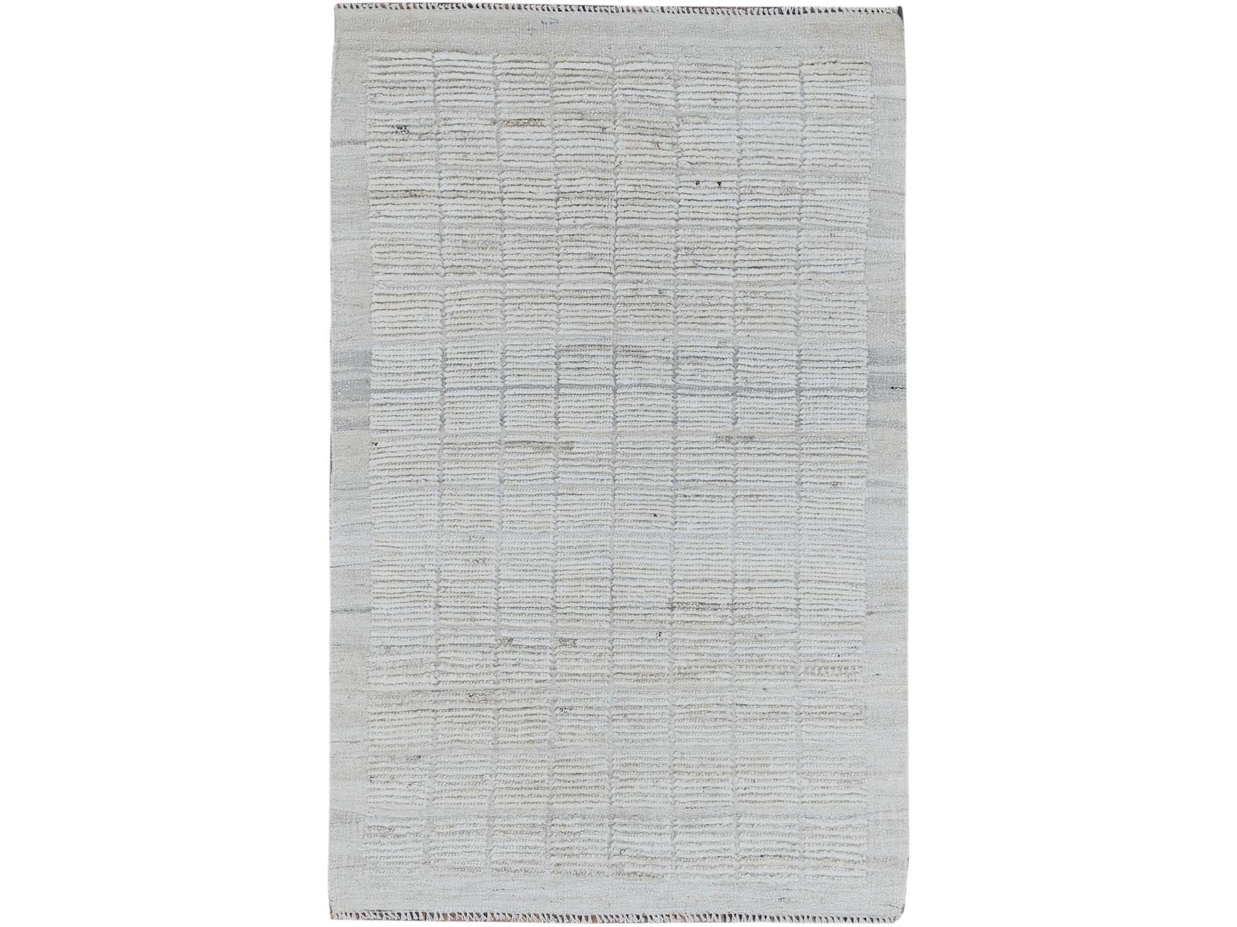 Ivory 2'11" x 5'0" Tribal & Geometric Hand knotted Wool Rug - Sku: O01383