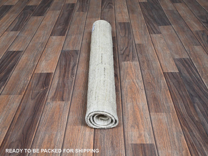 Ivory 2'4" x 2'11" Tribal & Geometric Hand knotted Wool Rug - Sku: O01386