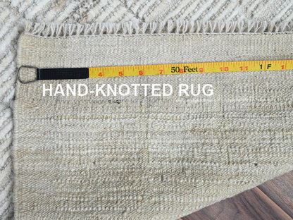 Ivory 2'4" x 2'11" Tribal & Geometric Hand knotted Wool Rug - Sku: O01386