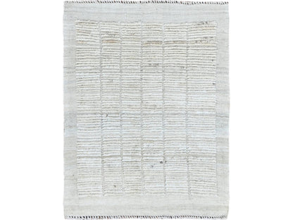 Ivory 2'4" x 3'0" Tribal & Geometric Hand knotted Wool Rug - Sku: O01387