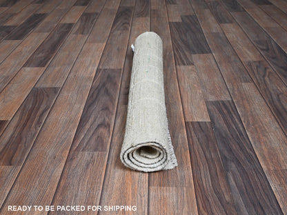 Ivory 2'4" x 3'0" Tribal & Geometric Hand knotted Wool Rug - Sku: O01387