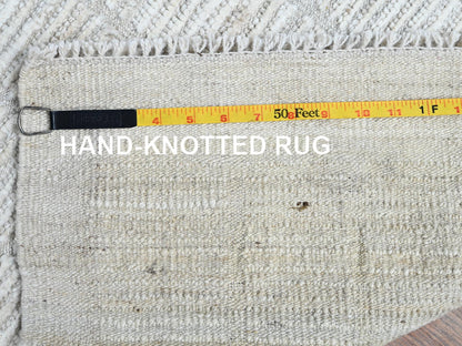 Ivory 2'4" x 3'0" Tribal & Geometric Hand knotted Wool Rug - Sku: O01387