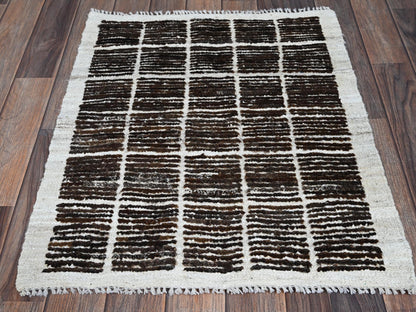 Brown 2'1" x 2'8" Tribal & Geometric Hand knotted Wool Rug - Sku: O01390