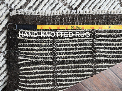 Ivory 2'2" x 2'8" Tribal & Geometric Hand knotted Wool Rug - Sku: O01398