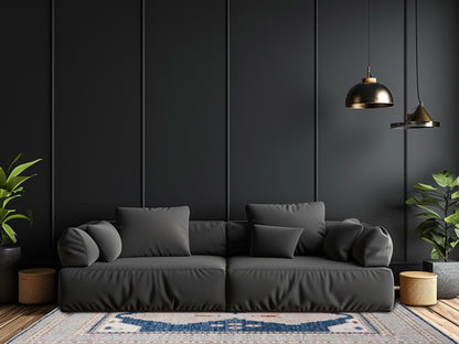Blue 4'11" x 6'10" Oushak And Peshawar Hand knotted Wool Rug - Sku: O01416