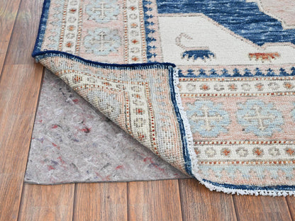 Blue 4'11" x 6'10" Oushak And Peshawar Hand knotted Wool Rug - Sku: O01416