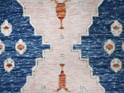 Blue 4'11" x 6'10" Oushak And Peshawar Hand knotted Wool Rug - Sku: O01416