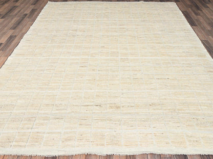 Ivory 8'1" x 9'10" Tribal & Geometric Hand knotted Wool Rug - Sku: O01424