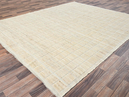 Ivory 8'1" x 9'10" Tribal & Geometric Hand knotted Wool Rug - Sku: O01424