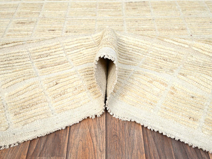 Ivory 8'1" x 9'10" Tribal & Geometric Hand knotted Wool Rug - Sku: O01424