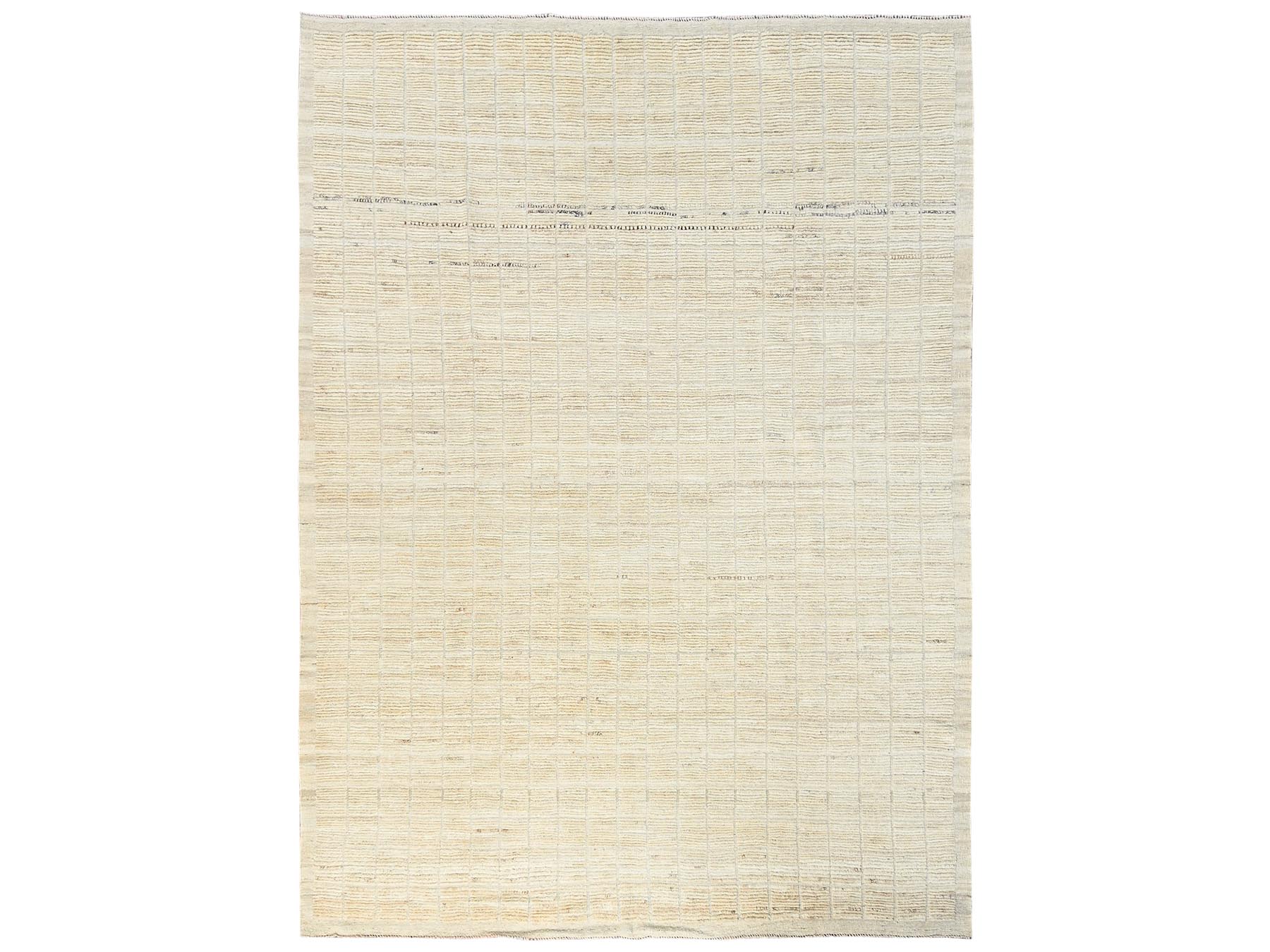 Tribal & Geometric hand-knotted wool rug in Ivory, 9'1" x 11'9" — SKU O01426