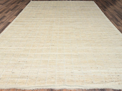 Ivory 9'1" x 11'9" Tribal & Geometric Hand knotted Wool Rug - Sku: O01426