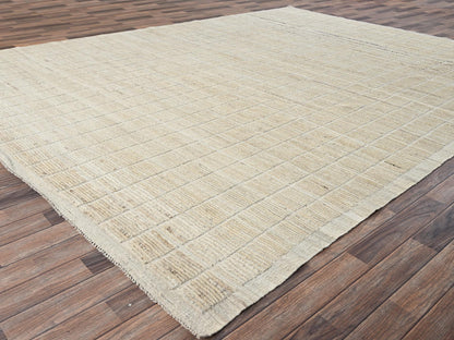 Ivory 9'1" x 11'9" Tribal & Geometric Hand knotted Wool Rug - Sku: O01426