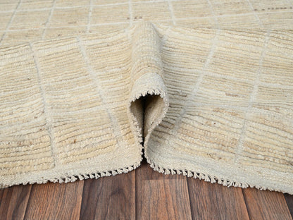 Ivory 9'1" x 11'9" Tribal & Geometric Hand knotted Wool Rug - Sku: O01426