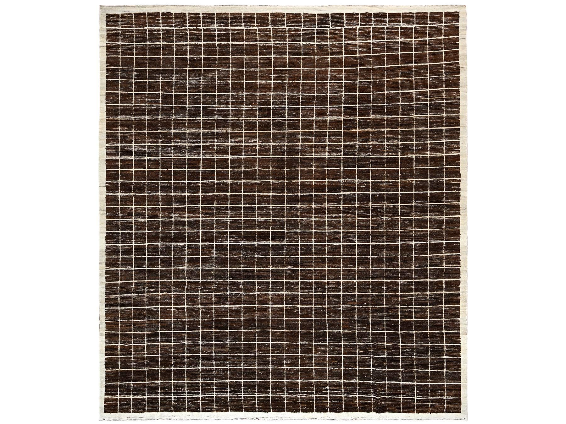 Brown 12'10" x 14'10" Tribal & Geometric Hand knotted Wool Rug - Sku: O01433