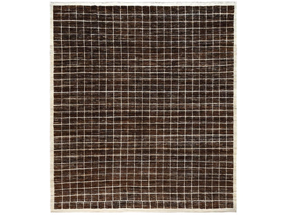 Brown 12'10" x 14'10" Tribal & Geometric Hand knotted Wool Rug - Sku: O01433