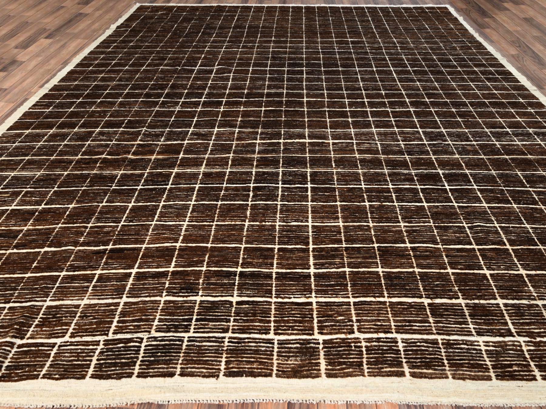Brown 12'10" x 14'10" Tribal & Geometric Hand knotted Wool Rug - Sku: O01433