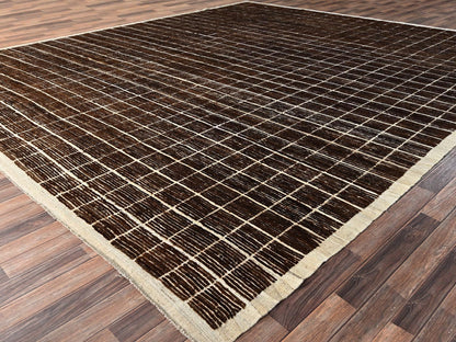 Brown 12'10" x 14'10" Tribal & Geometric Hand knotted Wool Rug - Sku: O01433