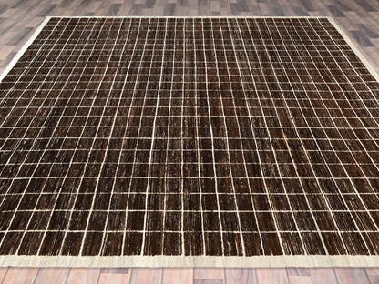 Brown 12'10" x 14'10" Tribal & Geometric Hand knotted Wool Rug - Sku: O01433