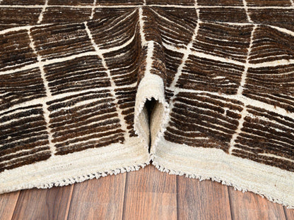 Brown 12'10" x 14'10" Tribal & Geometric Hand knotted Wool Rug - Sku: O01433