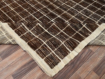 Brown 12'10" x 14'10" Tribal & Geometric Hand knotted Wool Rug - Sku: O01433