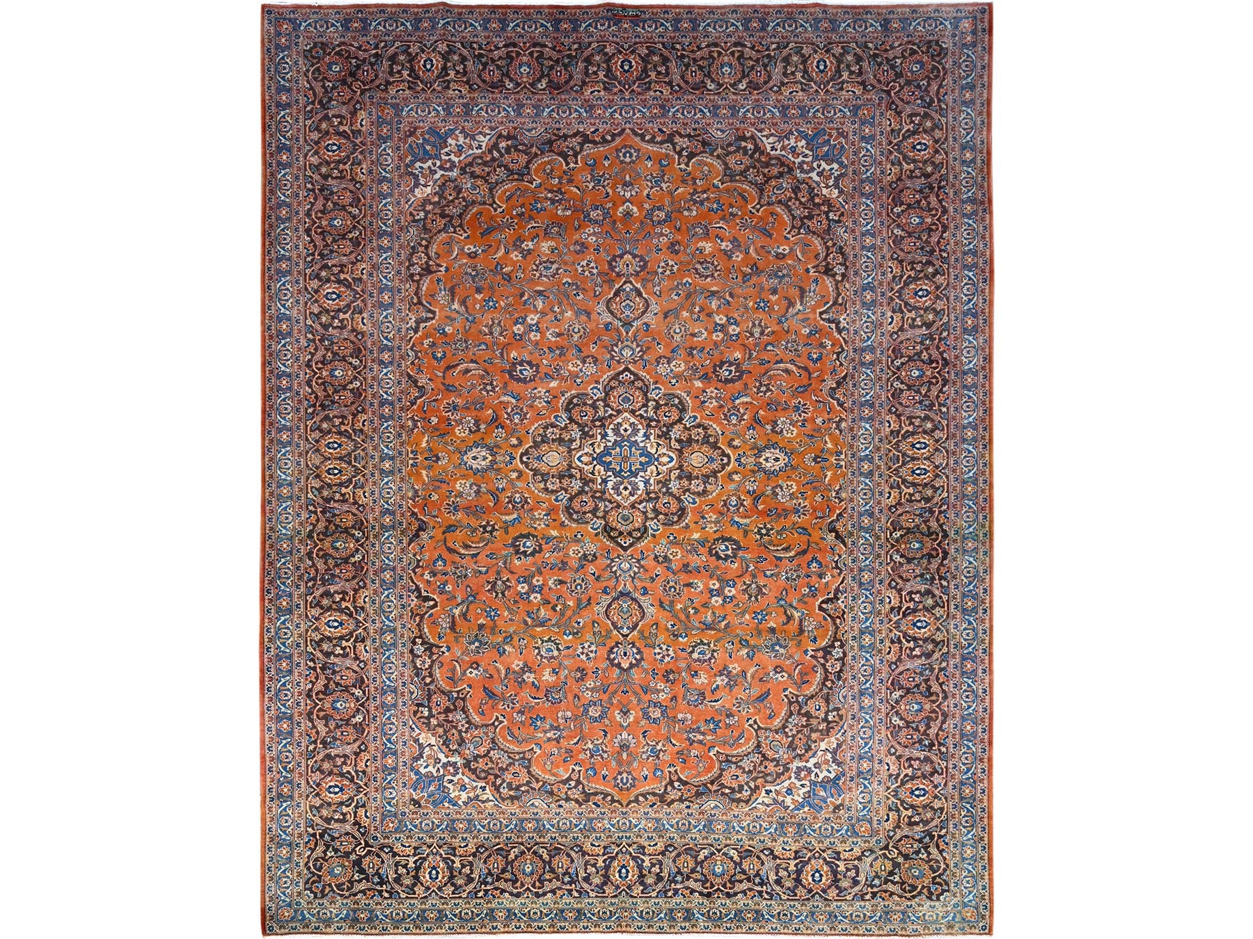 Kashan Tribal hand-knotted wool rug in Red, 9'8" x 12'8", SKU O0143