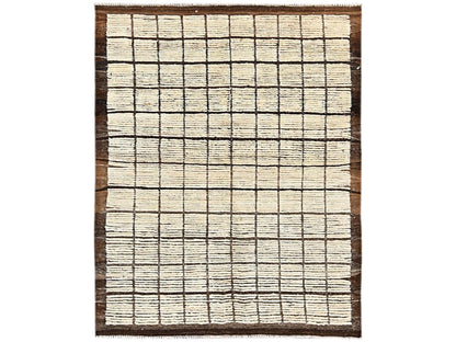 Ivory 4'5" x 5'9" Tribal & Geometric Hand knotted Wool Rug - Sku: O01440