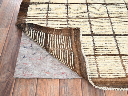 Ivory 4'5" x 5'9" Tribal & Geometric Hand knotted Wool Rug - Sku: O01440